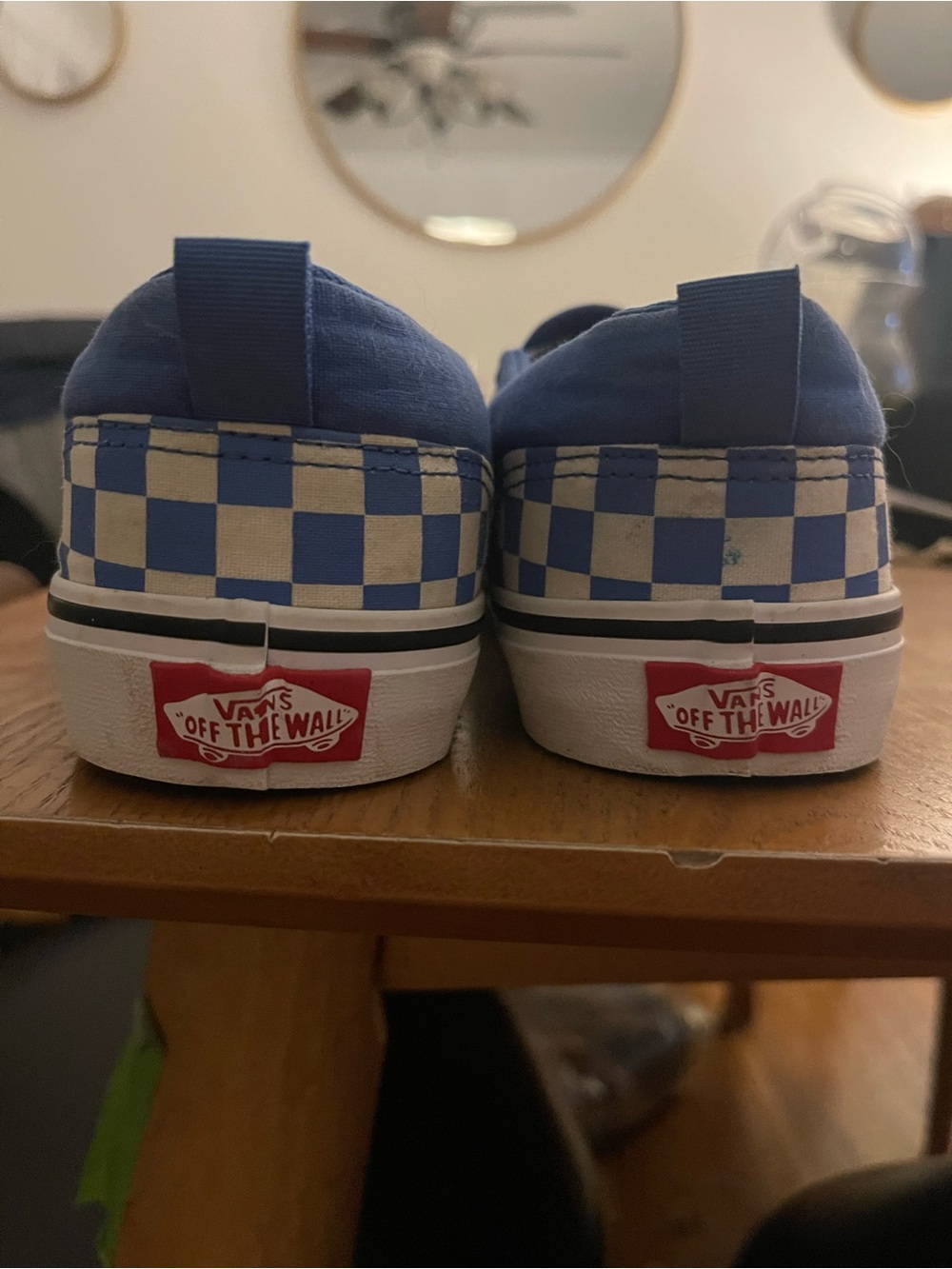 Vans Kids Slip-On Checkerboard Sneakers Classic Blue and White - Picture 5 of 8